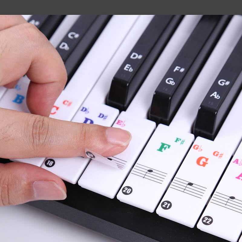 Musical Instrument Symbols - Transparent Piano Keyboard Stickers 49/54/61/88 Key
