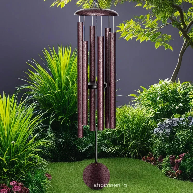 Wind Chime Tubular - 45 Inch Outdoor Wind Chime Red