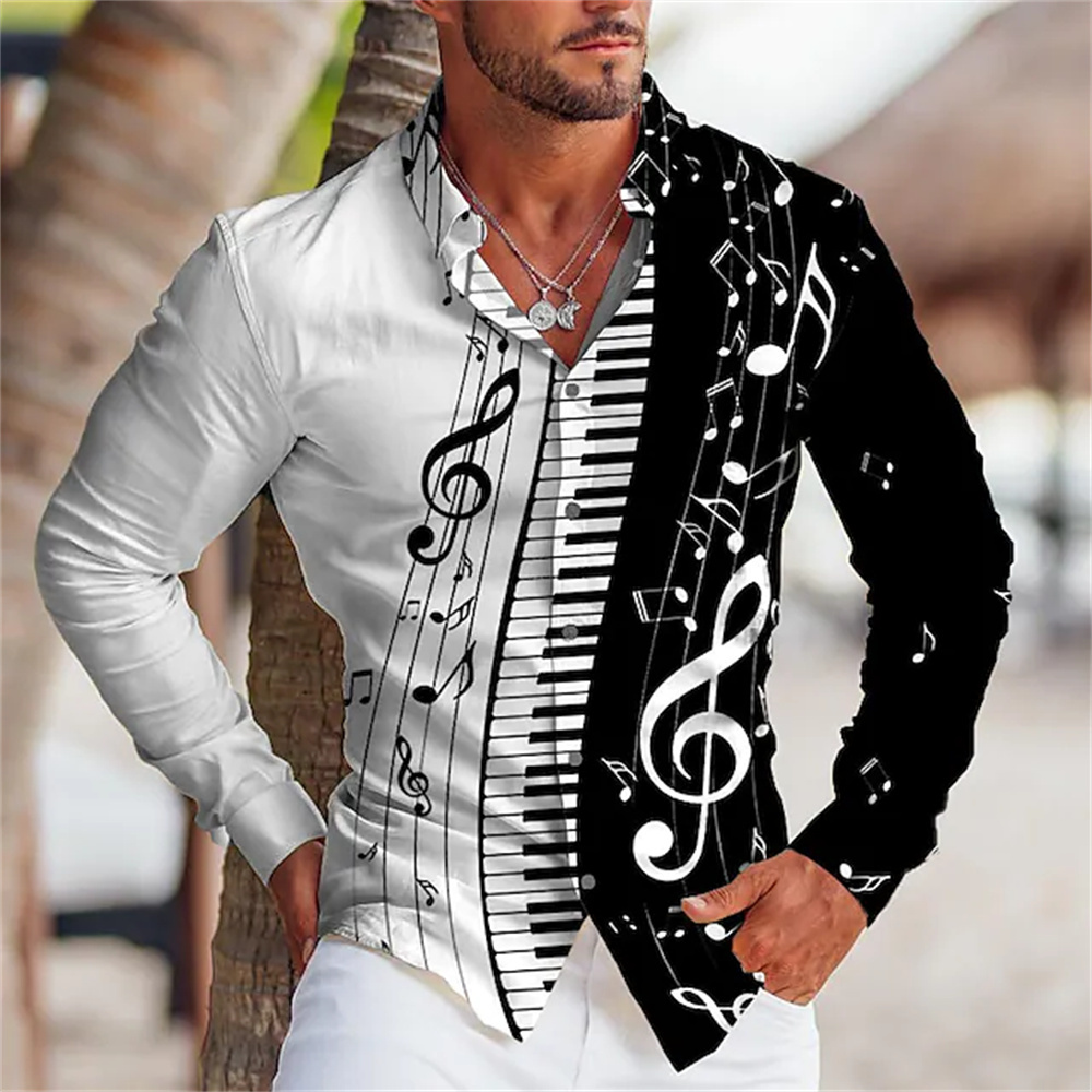 Men's Long Sleeves Shirt with  - Musical Instrument Symbols recension och pris