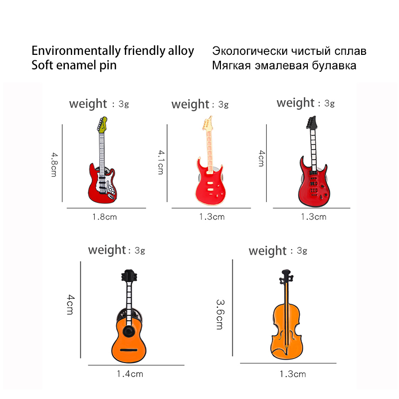 Pins Custom Bass Guitar Brooch - Musical Instrument Symbols recension och pris