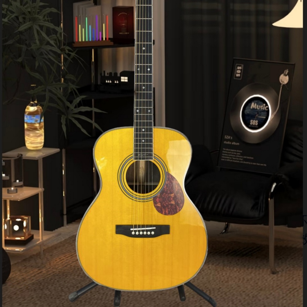 Handmade Yellow Acoustic Guita - Musical Instrument For Beginners recension och pris