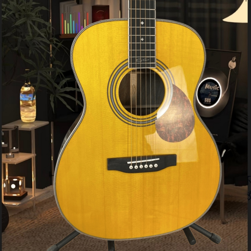 Handmade Yellow Acoustic Guita - Musical Instrument For Beginners recension och pris