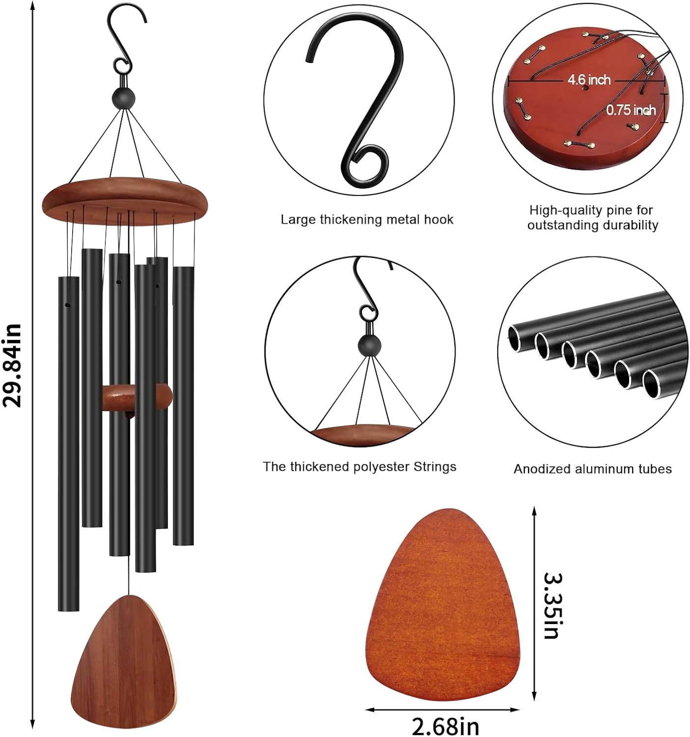 28 Inch WindChimes Outdoor wit - Wind Chime Tubular recension och pris