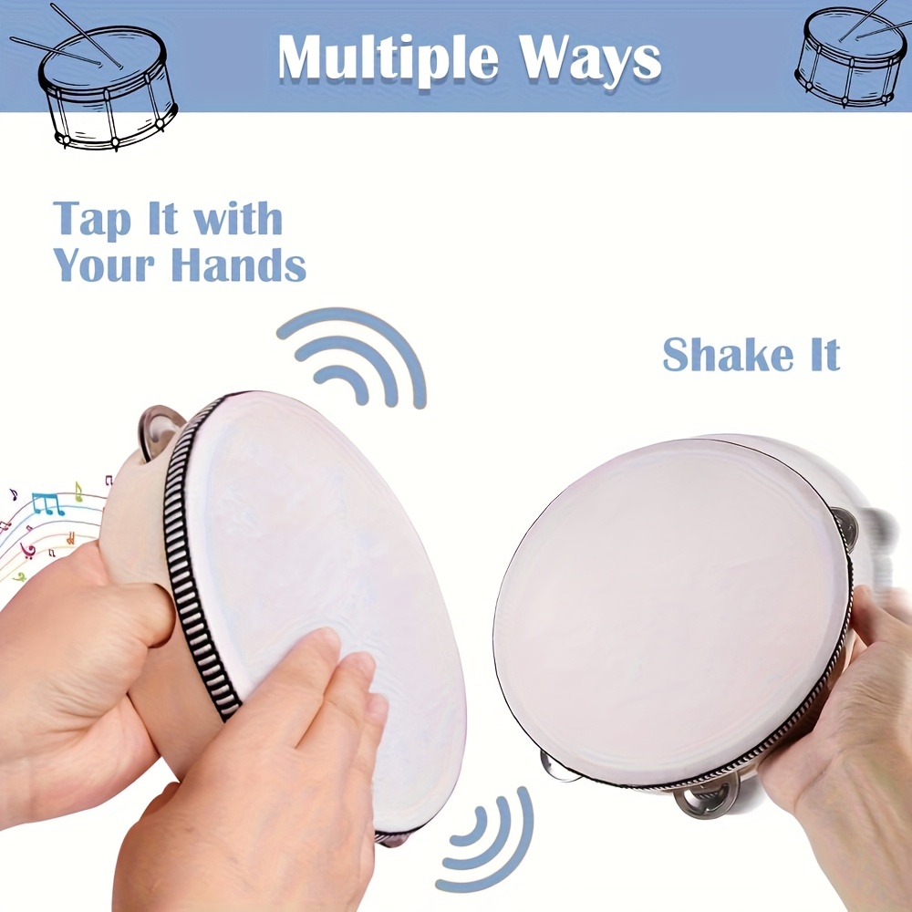 1/3pcs Wooden Tambourine 6/8/1 - Musical Instrument Games recension och pris