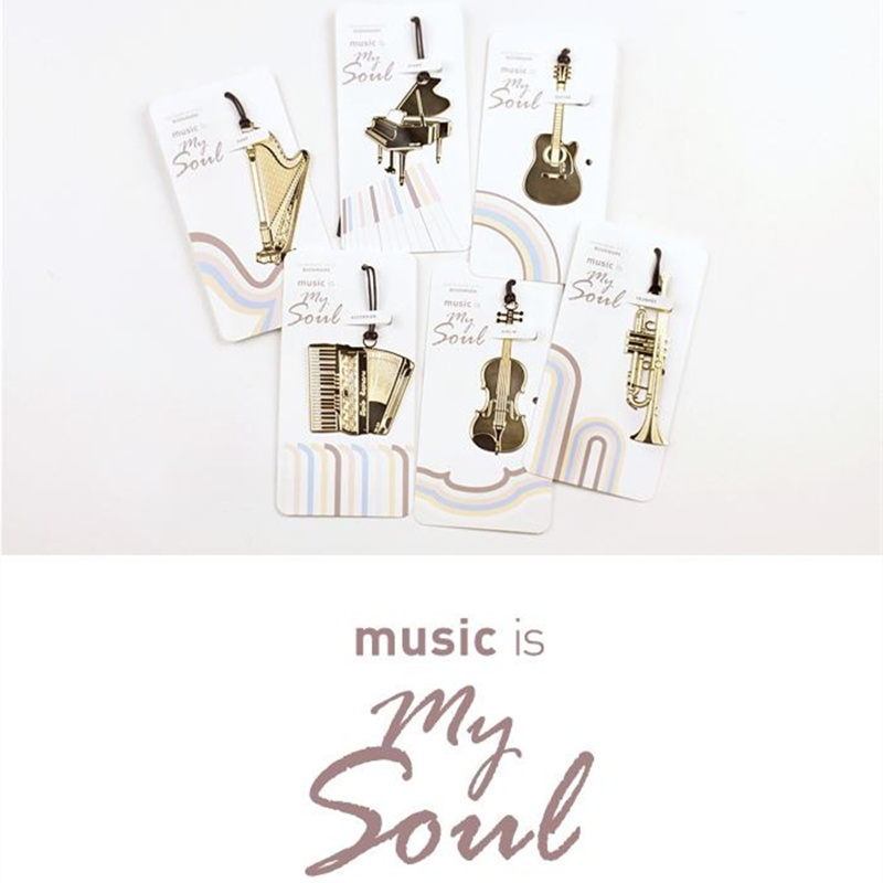 6pcs Music Metal Bookmark Gold - Musical Instrument Symbols recension och pris