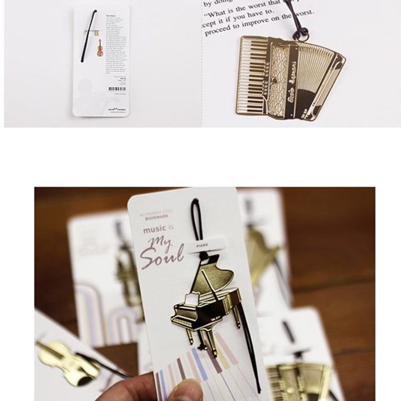 6pcs Music Metal Bookmark Gold - Musical Instrument Symbols recension och pris