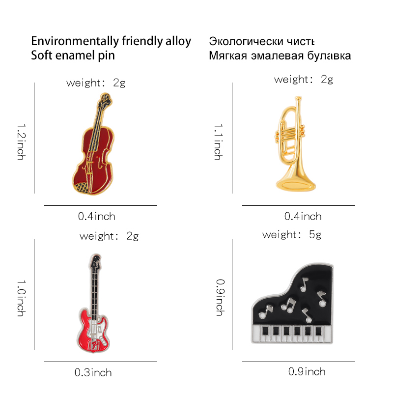 Concert Enamel Pin Piano Violi - Musical Instrument Symbols recension och pris