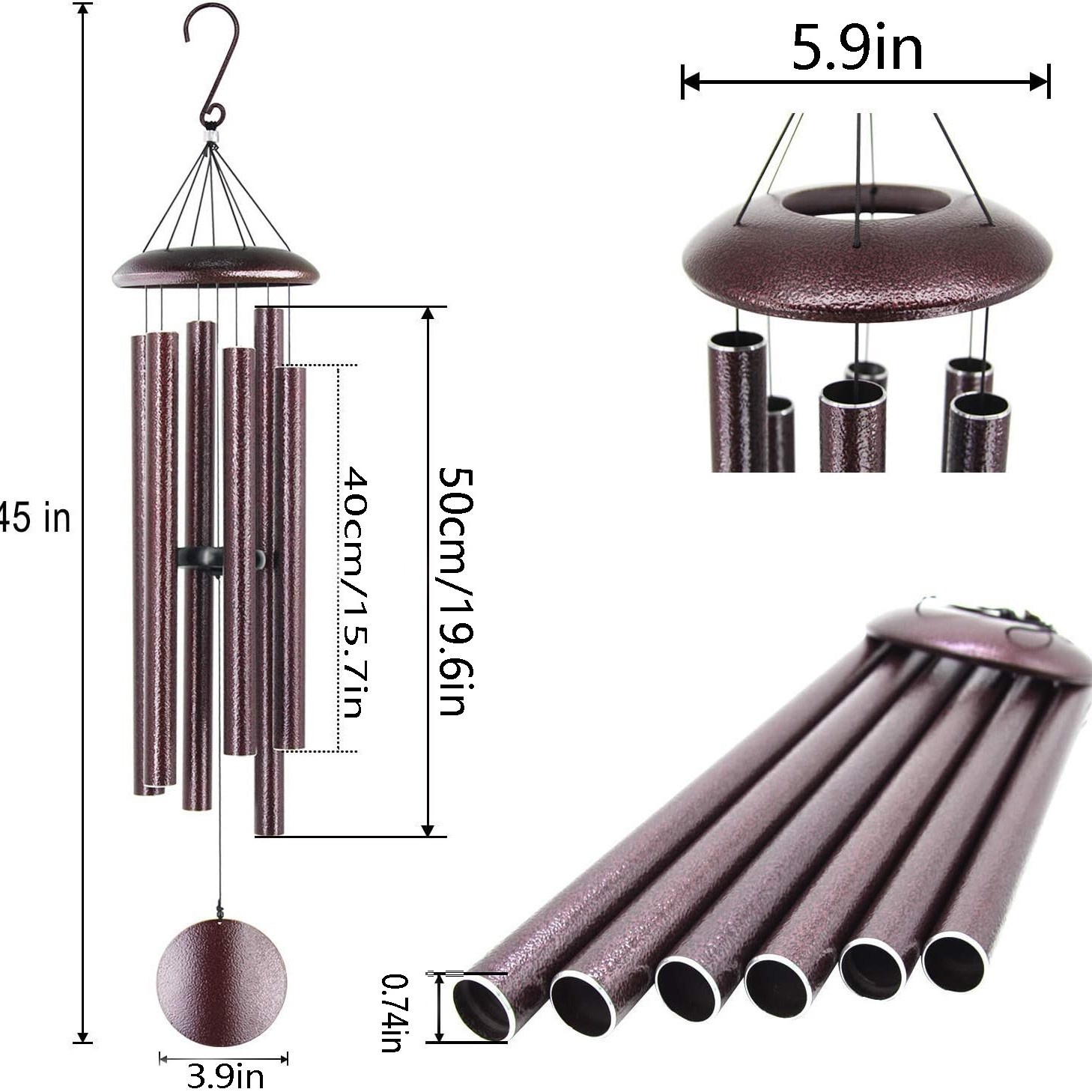 45 Inch Outdoor Wind Chime Red - Wind Chime Tubular recension och pris