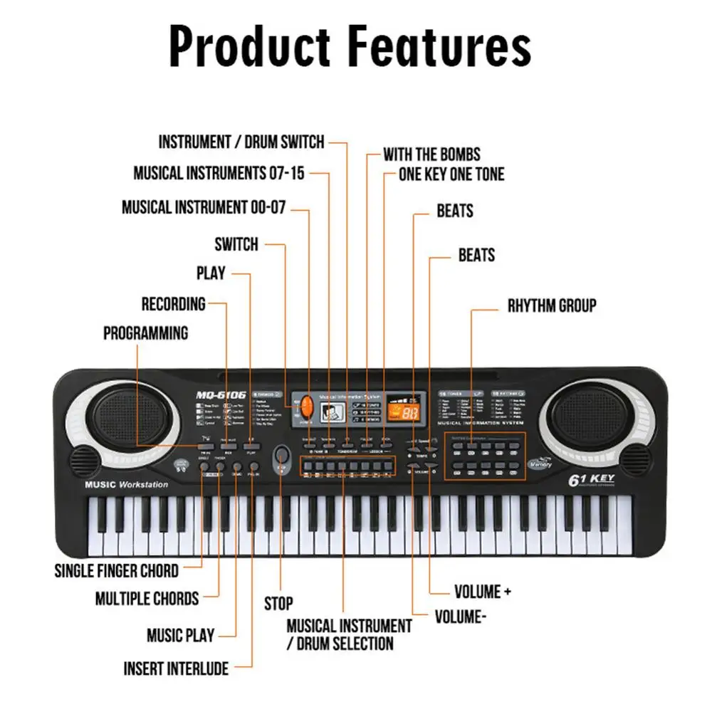 Kids Electronic Piano Keyboard - Musical Instruments Names recension och pris